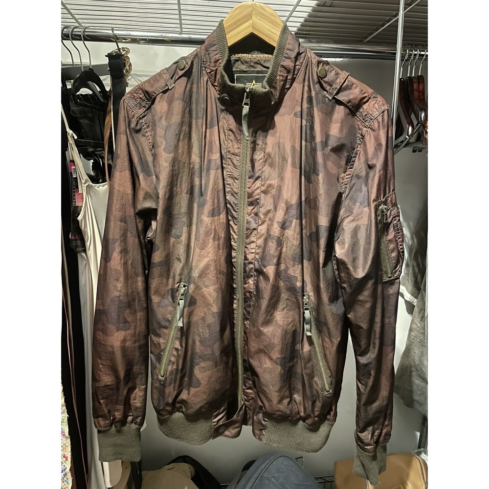 Alpha Industries Men's‎ Bomber Jacket Camo Sz M MA-1 Fighter Pilot Vintage Brown
